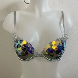 Handmade Rave Bra / Festival Bra / Cosplay Bra - Mermaid
